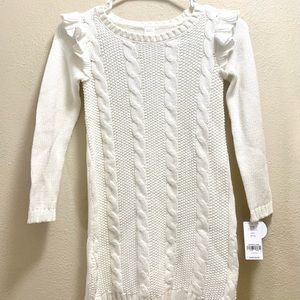 Girls size 6/6x long sleeve cable knit white sweater dress from Carter’s. NWT